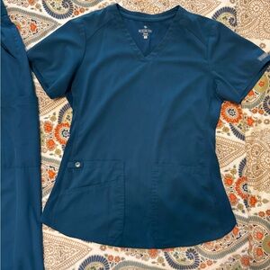 Med Couture Touch Steel Blue Scrub Top